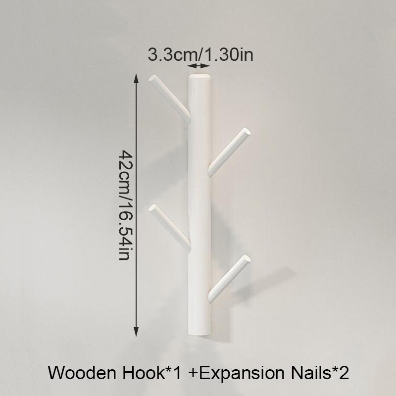 1PC Wall-mounted Coat Rack Creative Coat Rack Bedroom Wooden Hook Modern Solid Wood Simple 4 Hooks