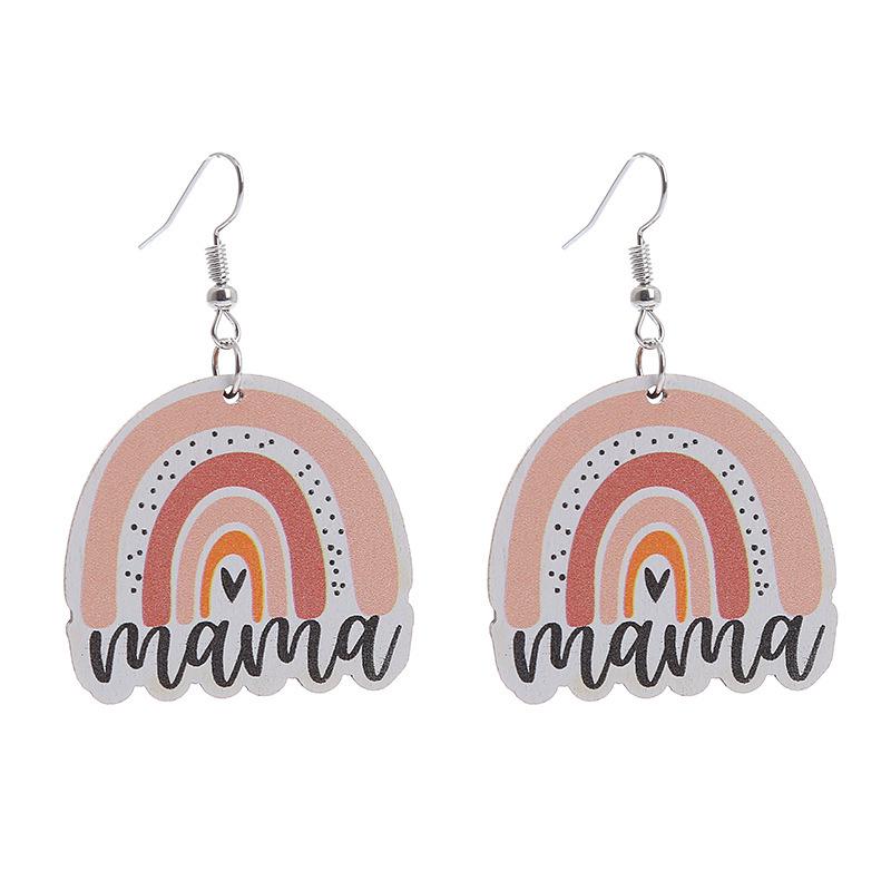 2023 Mother's Day Rainbow Wood Pendant Earrings - Holiday Party Jewelry