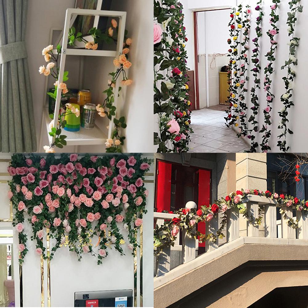 Artificial Rose Flowers for Wedding Home Room Decoration Spring Autumn Garden Arch Christmas Rattan DIY Fake Plants Vine