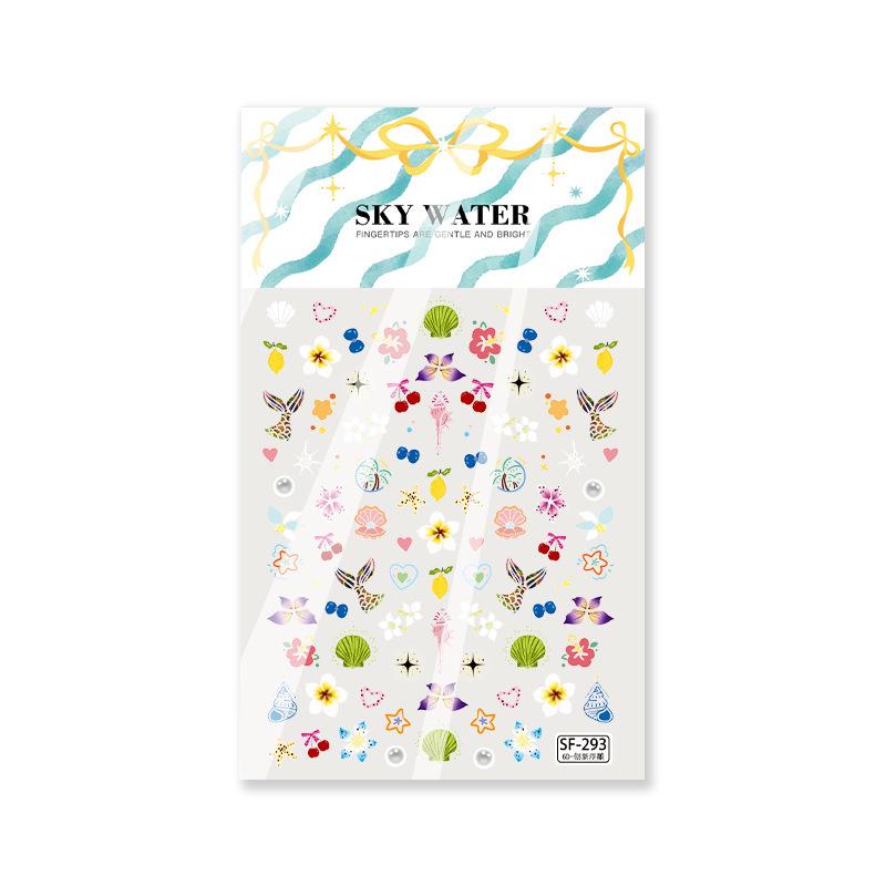 Summer Hawaiian Beach Nail Stickers: Starfish, Jellyfish & Plumeria Design Hawaiian Shell Starfish