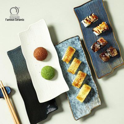 Luxuriöse Japanische Keramik Sushi-Teller - Rechteckig Unregelmäßige Form für Hotel & Restaurant, Kreatives Retro Sashimi Tischgeschirr.