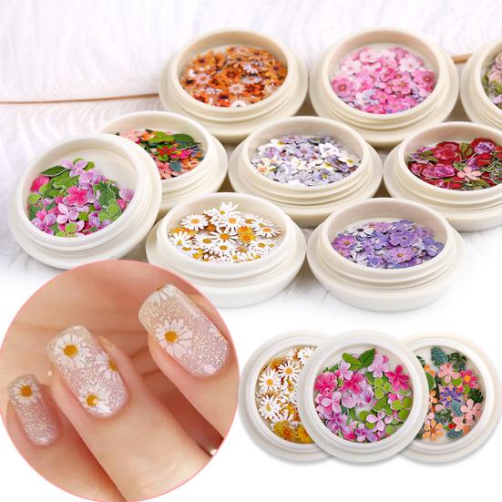 50 Pcs/Box Exquisite Nail Accessories Waterproof Wood Pulp Dried Flowers Sticker Patch for Women