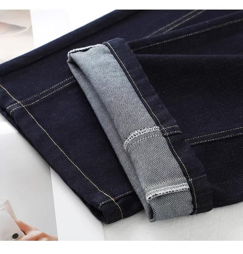 Dámské vintage modré široké džínové kalhoty - Jaro a Podzim 2025 styl po zem