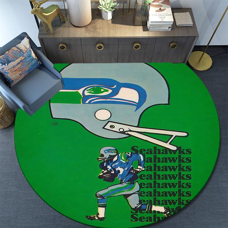 Seattle Seahawks Players pattern round rug,Carpet Rug for Living Room Bedroom Playroom ,Non-slip Floor Mat,Holiday Gifts and Birthday Gifts.