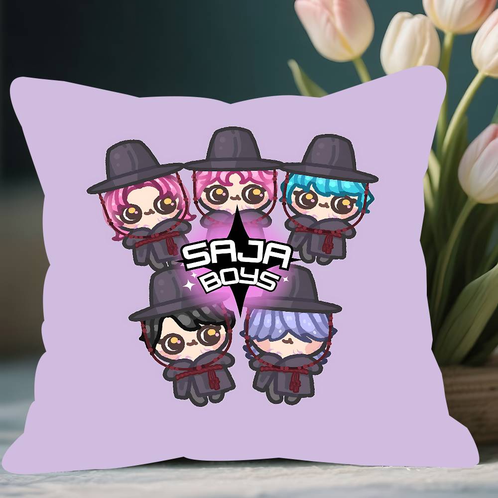 

KPop Demon Hunters Saja Boys Cushion Cover Decorative Pillow Sofa Home Decor Case Pillow Cases 12x12Inch