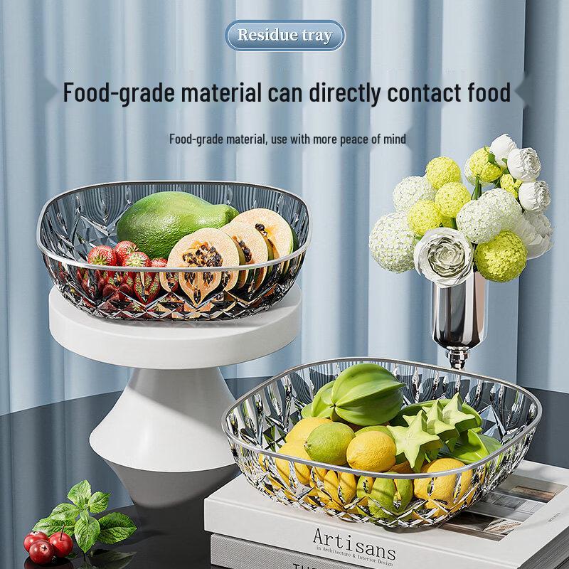 Thickened Gold Rim Crystal White Ceramic Fruit Plate Set (2-Pack)