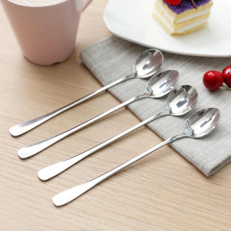 1Pcs Stainless Steel Long-Handled Ice Teaspoon, Coffee Spoon, Ice Cream Stirring Spoon, Dishwasher Safe, Kitchen Accessories