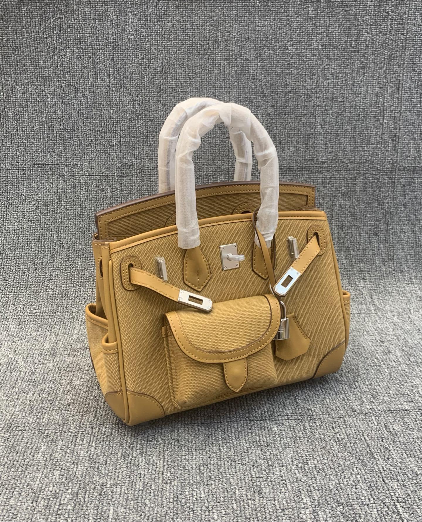 

Новая карманная платиновая сумка холщовая с кожаными вставками женская сумка маленькая сумка-тоут карманная сумка 25cm