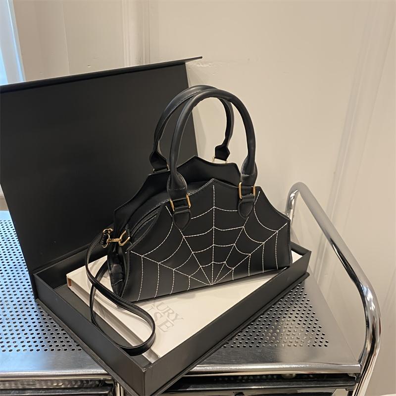 Fashionable women s crescent bag. Spiderweb-patterned saddle bag, perfect for Halloween, parties, and daily commutes. 7.22.4 Spider web - Black
