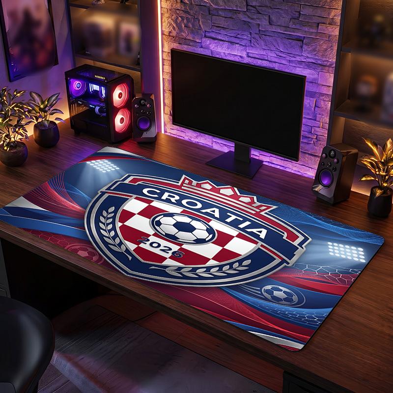 Croatia Football Crest Mouse Pad, Extended Non Slip Rubber Desk Mat for Gaming Office Laptop Fan Gift