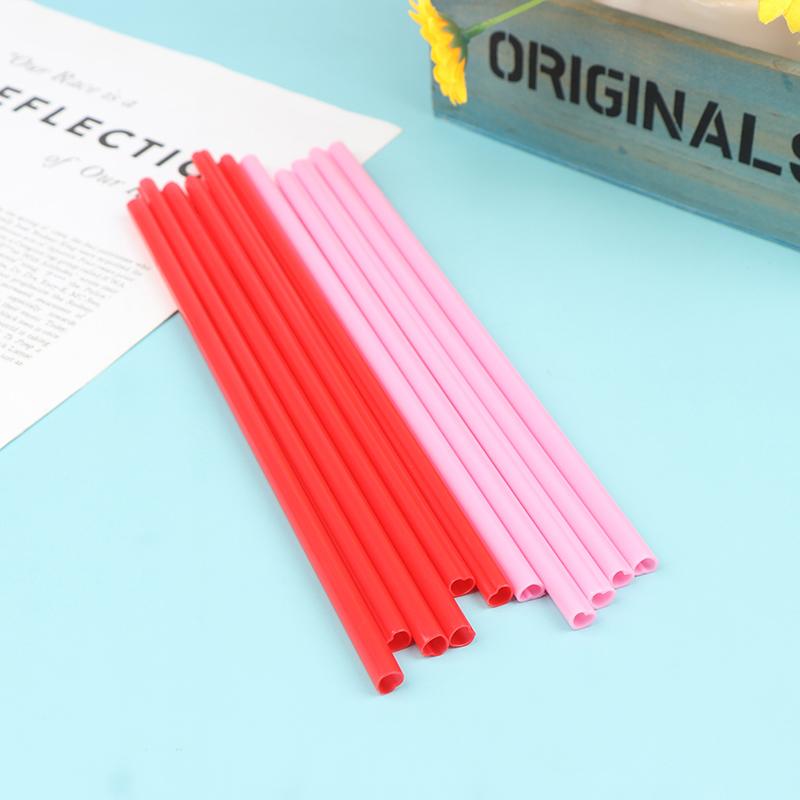 25Pcs Smoothie Straws Heart Shaped Pink Straws Drinking Cute Plastic Straws
