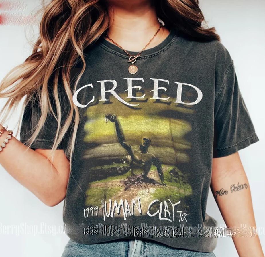 Винтажная футболка Creed Band Human Clay Тур 1999 года, Футболка для фаната Creed Band, Унисекс Унисекс Футболка S