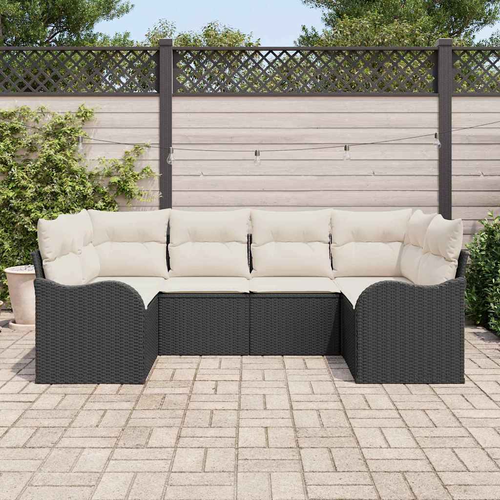 Garden Sofa Set Black Poly Rattan