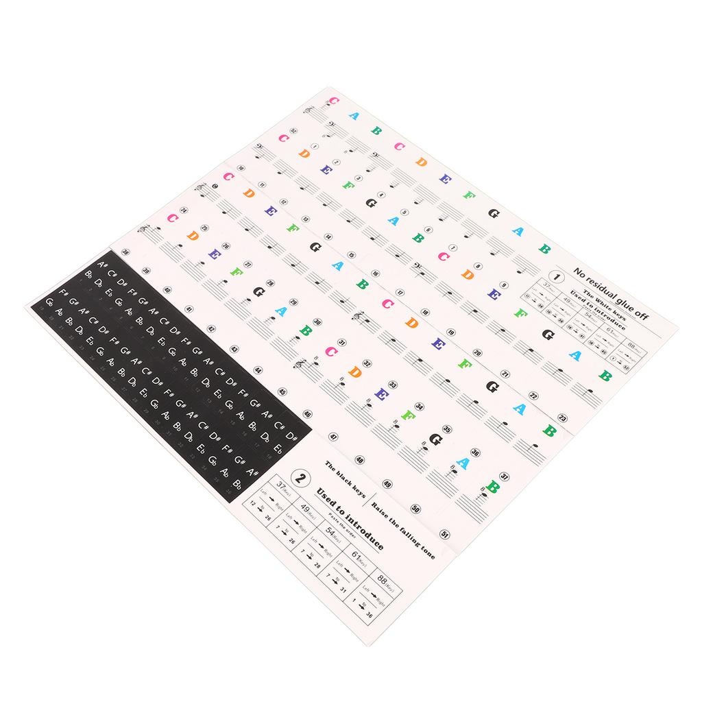 Piano Beginner Sticker Colorful Transparent Removable Large Letter Reusable Piano Keyboard Sticker