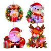 Glowing Santa Door Hanger LED Christmas Decor with Reindeer Snowman DIY Lighted Holiday Hanging Ornaments for Window Mantel Decorations