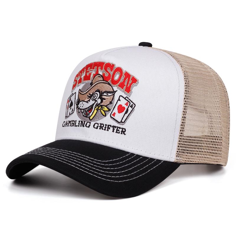 

Новая дышащая сетчатая кепка Stetson с изображением головы волка, кепка-тракер для покера, кепка для активного отдыха на солнце, уличная хип-хоп кепка, унисекс