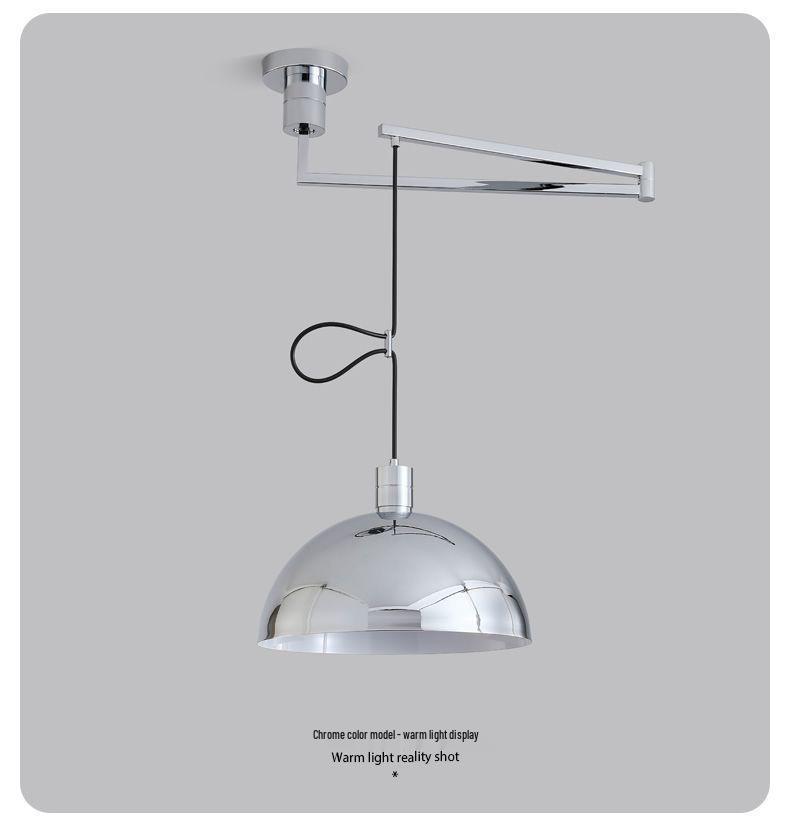 Nordic Creative Rocker Arm Pendant Light - Rotatable Walnut for Study, Kitchen, Bar.