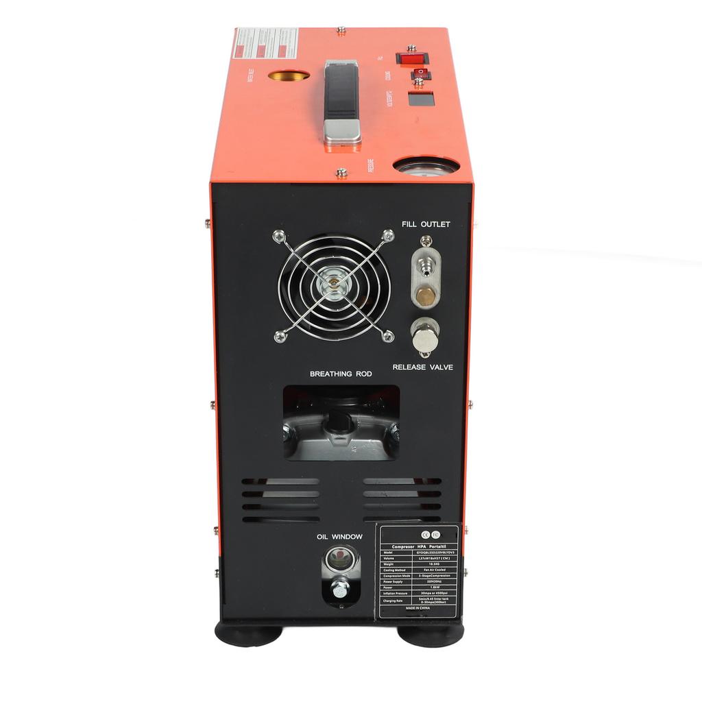 Portable Air Compressor 100‑300bar 1500‑4500psi Automatic Stop Double Cylinder PCP Air Compressor 1.5‑1.8cfm US Plug