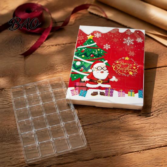 24 Slot Advent Calendar Christmas Countdown Gift Packaging Box, Xmas with Holiday Party Favors Slots, DIY Fillable Empty Present Storage Supplies