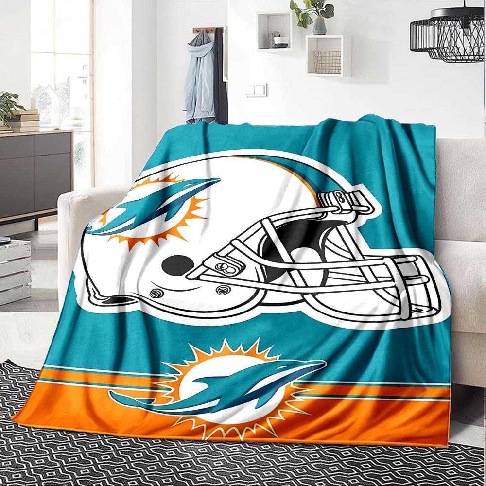 1pc Blanket - Miami Dolphins Logo Print Design,Lightweight Blanket for Sofa,Bed- Soft &Warm,Gift for All Seasons