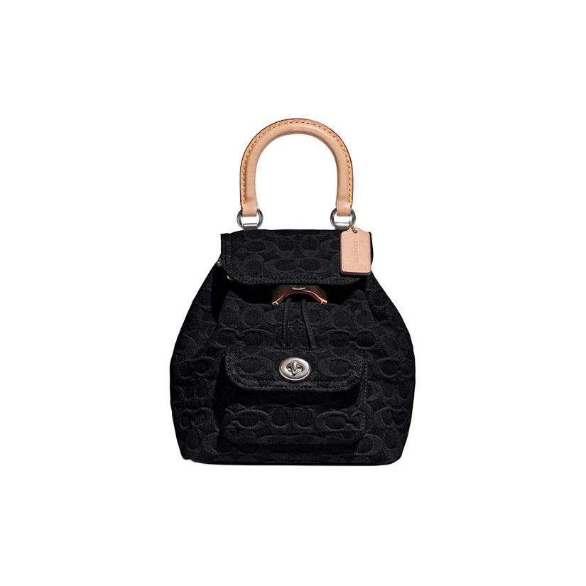 

Coach Riya 23 Solid Color Letter Logo Lock Classic Floral Fabric Backpack Medium Women backpack Black CJ833-LHBLK Basic Set (Bag+Dust Bag)
