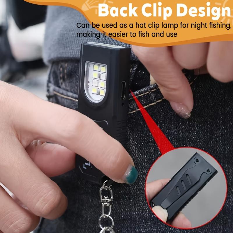 Mini LED Schlüsselanhänger Taschenlampe, multifunktionale USB-ladbare Handtaschenlampe, Outdoor-Hutclip-Licht, für Camping, Wandern, Angeln, Notfallsituationen