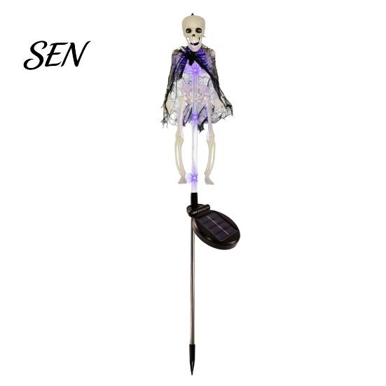 Waterproof Skeleton Stakes for Path Solar Yard Stake Light, Halloween Glowing Skull Garden Decor Powered Holiday with Cloak, Outdoor Lawn Lamp Haunted