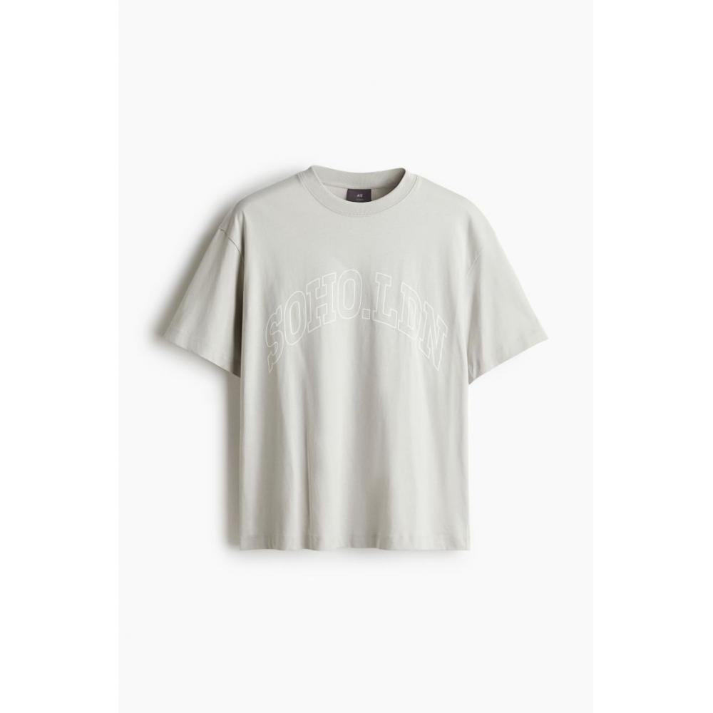 H M Loose FiT PrinTed T sHirT ligHT Gray soHo Ldn
