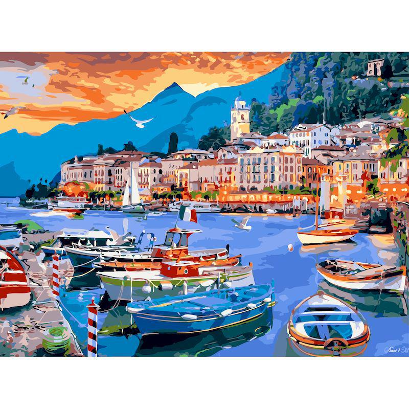 DIY Harbor Painting Kit - 40x50cm Digital Oil Painting Set