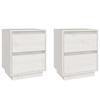 Table de chevet - Maison Exclusive - Bois de pin massif - Blanc mat - 40x35x50 cm