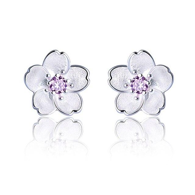 

Нежные популярные серьги-гвоздики из серебра 925 пробы с покрытием вишни, инкрустированные розовым цирконием, серьги-гвоздики для женщин, элегантные ювелирные изделия