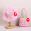 2Pcs/Set Flower Design Children Beach Hats Set Wide Brim Straw Wide Hat  Kids Summer Holiday