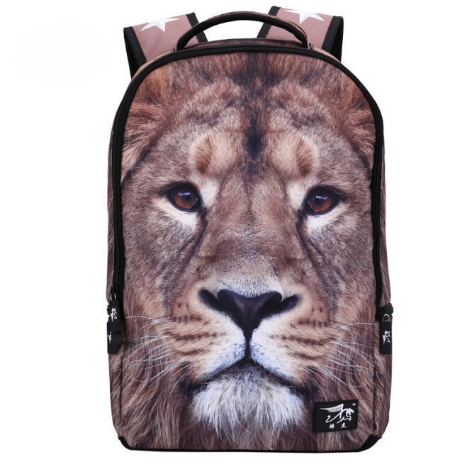 Studentský školní batoh pro vysokoškoláky Vivid Funny 3D Tiger Printing Velký batoh na rameno Studentský Men Cool Bookbag