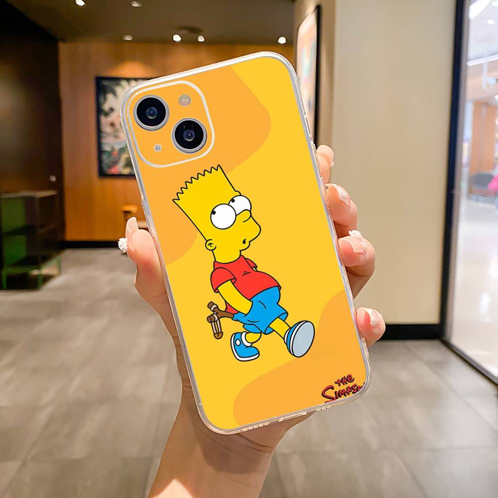 Simpsons-Funny Cartoon Phone Case For iPhone17,16,15,14,13,12,11 ,Pro Max, Plus Soft Silicone Transparent Cover