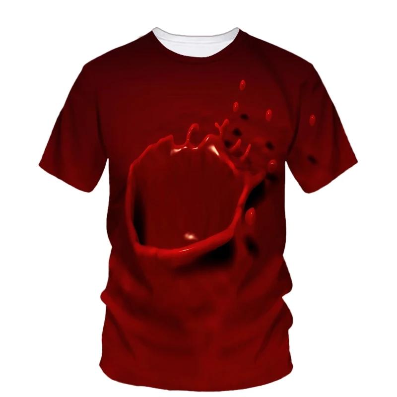 

Забавная футболка с принтом ужасов и крови в стиле хип-хоп, летняя мужская, модный и персонализированный узор, повседневная, свободного кроя, с круглым вырезом и короткими рукавами 6XL