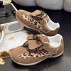 fashion Women's Fashion Leopard Flat Sports Shoes Lightweight Lace Up Running Sneakers Women Casual All-Match Non Slip Womens Trainers