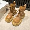 Thick-soled New Short Boots Martin Boots Big Yellow Boots Outdoor British Wind Locomotive Boots Spring and Autumn Mountaineering Women's Canvas