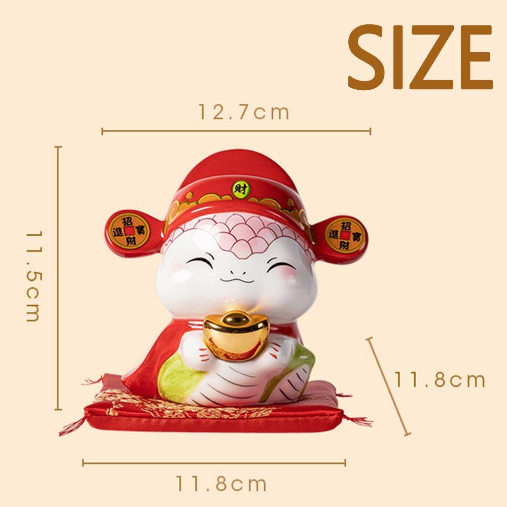Creative Zodiac Snake Statue Cute Ceramic Piggy Bank Desktop Ornaments  God of Wealth Decoration