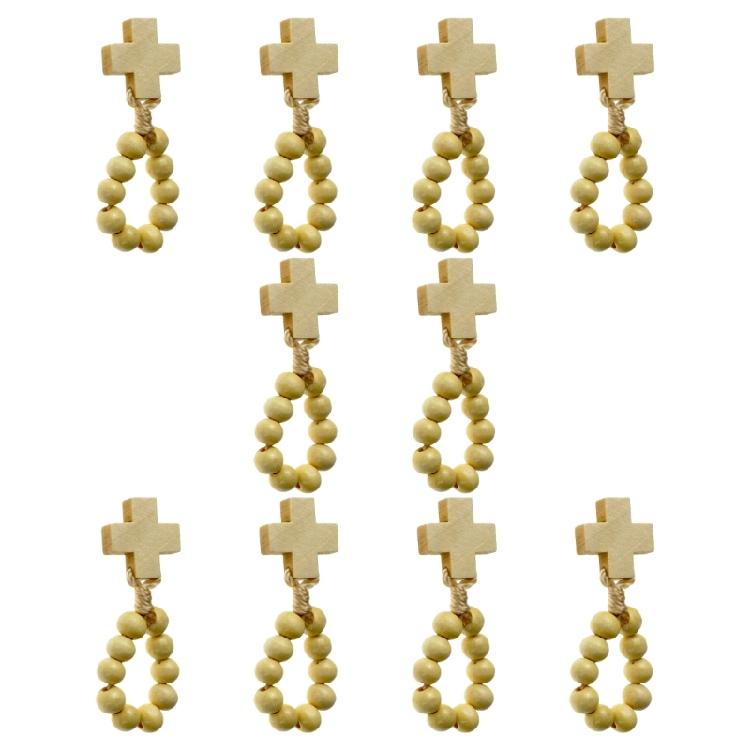 Wooden Rosary Beads 8mm with Crosses Pendant Gift for Prayer & Meditations Beads Religious Accessories
