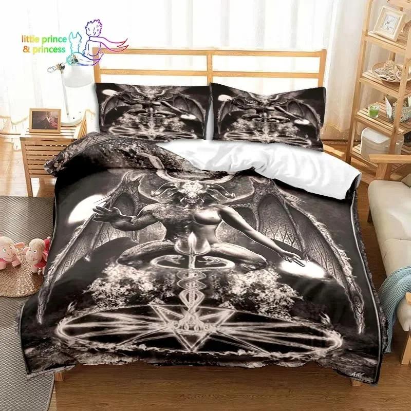 Evil Satanic Mantra Bedding Set Single Twin Full Queen King Size Bed Set Adult Kid Bedroom 3D Print