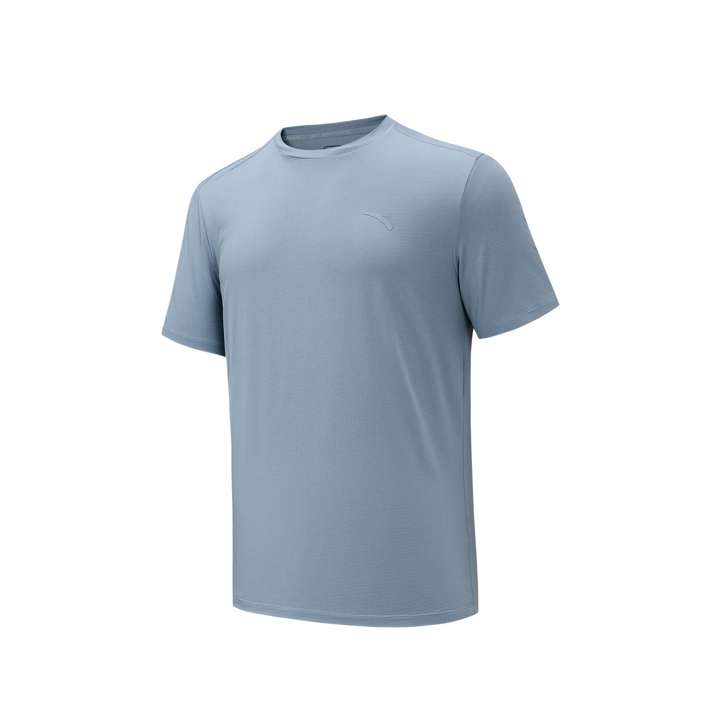 

Anta Training Short Sleeve Knitted T-Shirt Summer Sports Tee Men tops Blue Gray 952627106-1 S