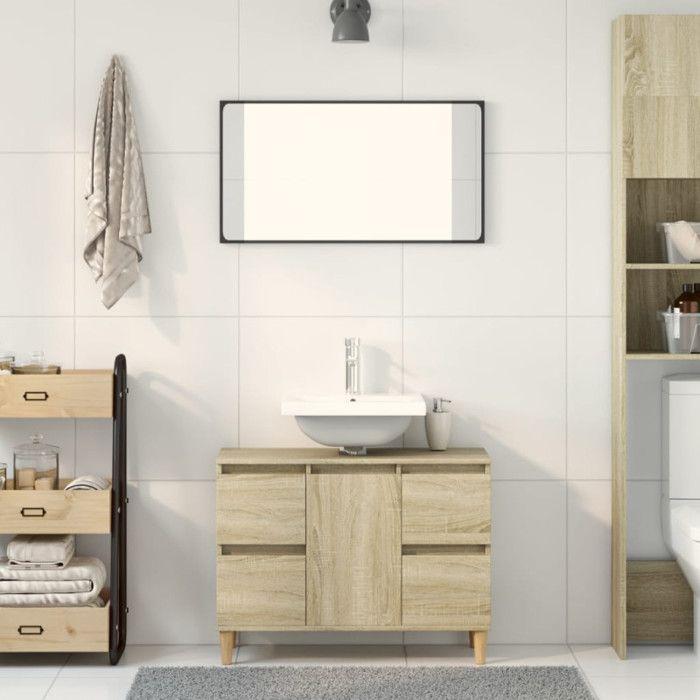VidaXL Sink Cabinet Sonoma Oak 80x33x60 Cm Engineered Wood, Bathroom Sink Cabinet, Sink Unit for Room 849665