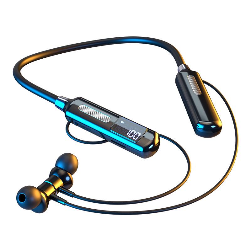 New Cross-Border Neckband Bluetooth Headset: Large Battery, In-Ear Sports, Wireless with Digital Display