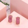 New  Rose Gold Color Earrings For Women Micro Paved Red Natural Zircon Earrings Fashion High Quality Daily Fine Jewelry