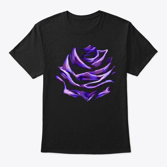 

Purple Blue Rose Abstract Art Flower T-Shirt Made in the USA Size S to 5XL M