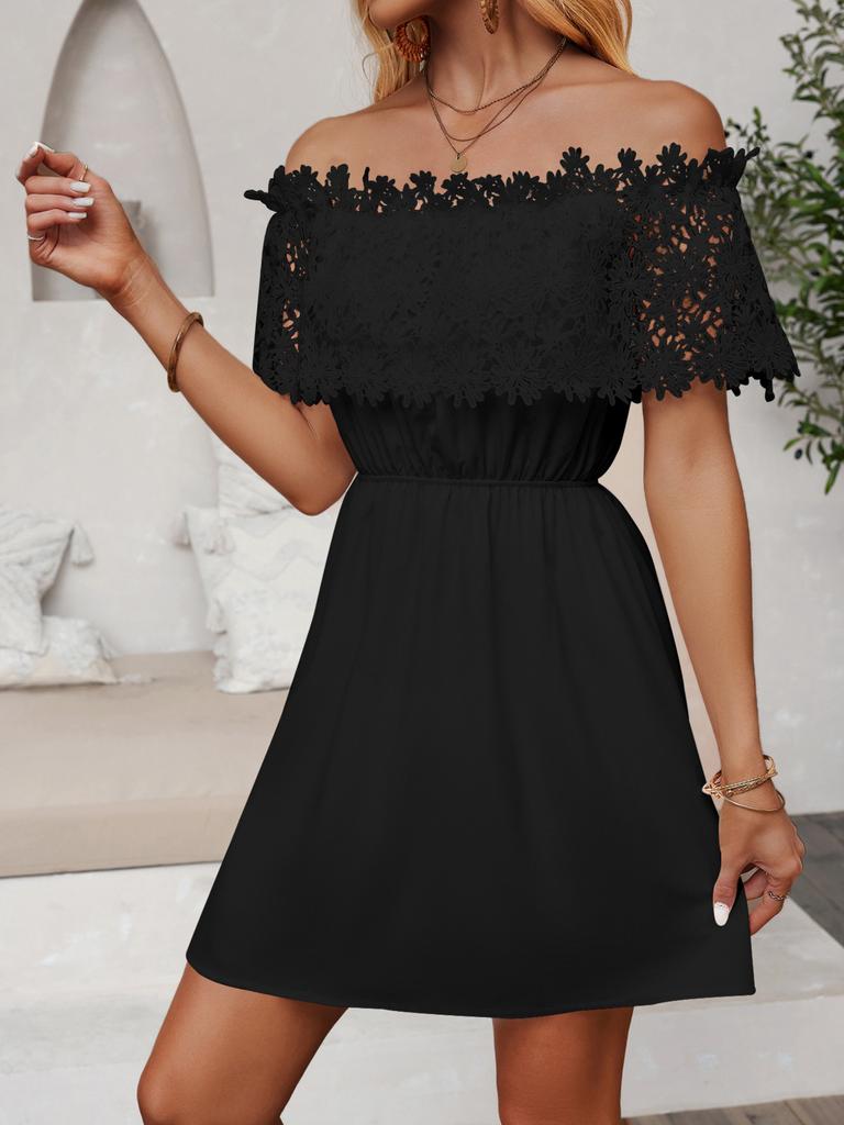 Women's Lace-trimmed Off-shoulder Fitted Dress