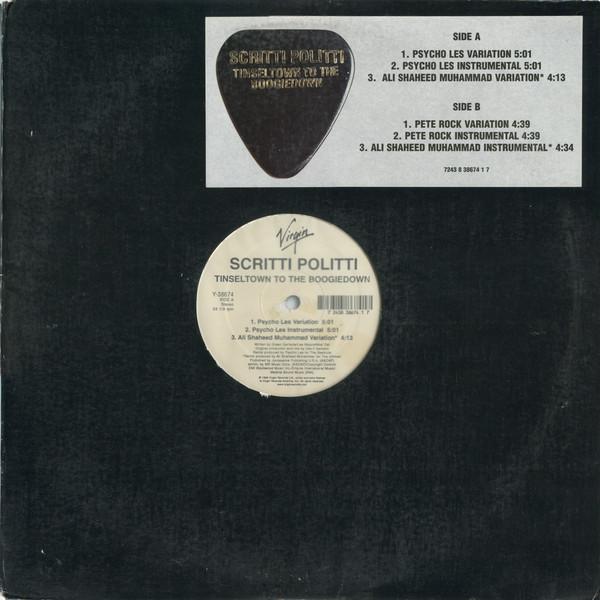 

12-дюймовая пластинка SCRITTI POLITTI Tinseltown To The Boogiedown Y38674 Virgin 1999 США Рэп Хип-Хоп R&B Б/у