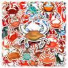 50 Crab Doodle Stickers Personalized Cartoon Marine Life Decorative Water Cup Mobile Phone Case Suitcase Stickers