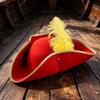 Effen Kapiteinspet Retro Veren Tophoed Vintage Driekantige Hoed Kostuumaccessoires