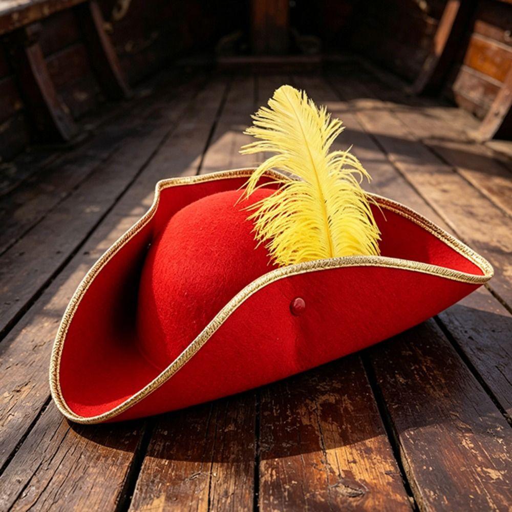 Sombrero de Capitán de Color Sólido Sombrero Jack Sombrero de Mosquetero para Adultos Sombrero de Vaquero Occidental Vintage Halloween